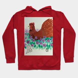 Rhode Island state bird and flower, the Rhode Island Red and violet Hoodie